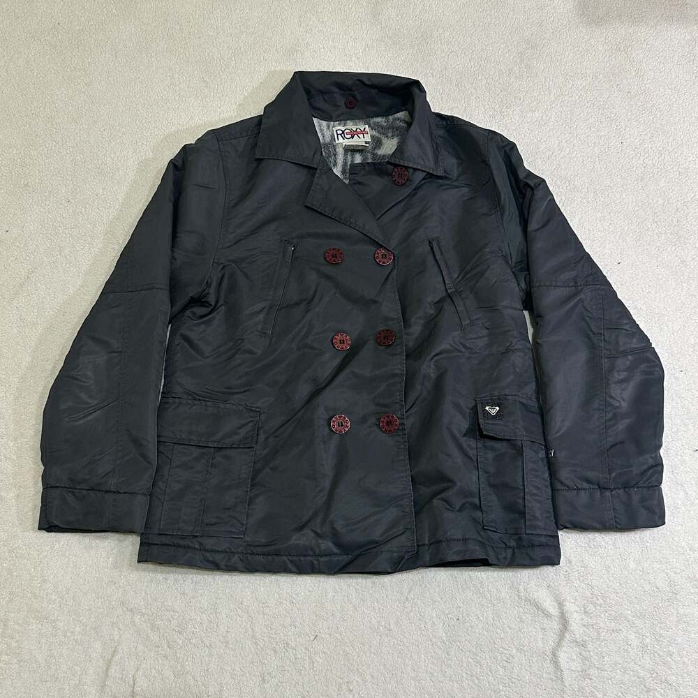 Vintage Roxy Quiksilver Fleece Lined Pea Coat Jacket Size M